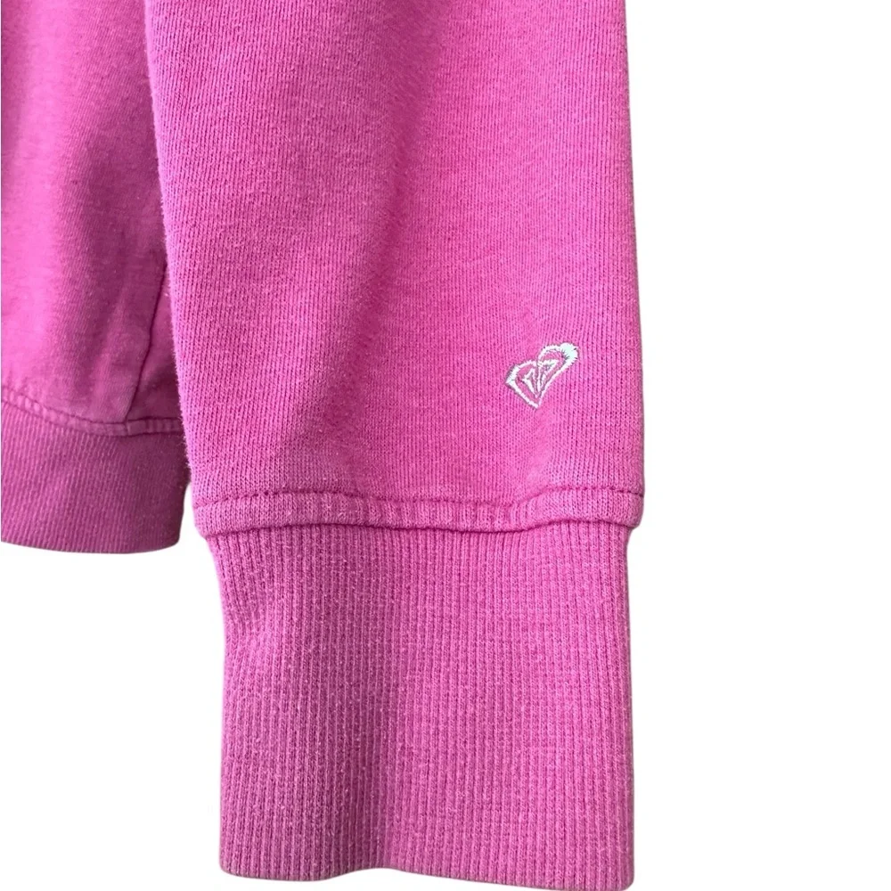 Y2K Roxy Girl 10-12 Youth Zip Hoodie Pink Surf Skate Graphic Boxy Sweatshirt